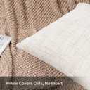 Set of 2 Decorative White Throw Pillow Covers 20x20 No Cusion Inserts, Boho Pillow Cases for Couch Sofa Bed Living Room, Soft Textured Chenille Case with Zipper Gift Home Deco, Creamy-White