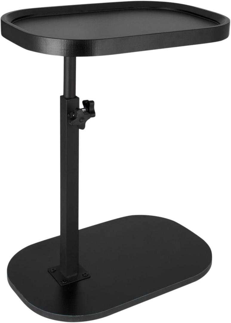 C Shaped Side Table,Adjustable Height C Table End Table for Couch,360Swivel Couch Side Tables Slide Laptop Desk for Sofa/Bed/Bathtub/Rotating Tabletop (Concavity Black)