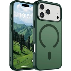 SUPFINE Magnetic for iPhone 17 Pro Case (Compatible with MagSafe)(Military Grade Drop Protection) Translucent Matte Shockproof with Anti-Fingerprint Phone Cover 2025,Forest Green