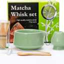 Matcha Whisk Set,7pcs Green Matcha Set includes Matcha Bowl (19 oz),Bamboo Matcha Whisk and Matcha Scoop,Matcha Whisk Holder,Stainless Steel Sifter,Tea Making Tools,Matcha Kit Gift for Matcha Lovers