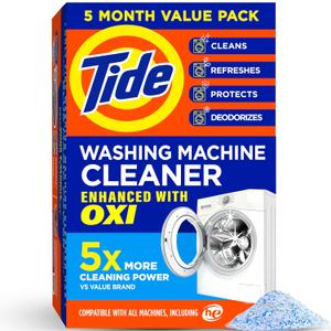 Washing Machine Cleaner by Tide, Washer Machine Cleaner with Oxi for Front and Top Loader Washer Machines, Deep Cleaning Residue & Odor Eliminator, 5 Month Supply (Packaging May Vary) (13.2 Ounce (Pack of 1))