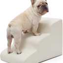 Lesure Dog Stairs for Small Dogs and Cats Pet Steps Ramp for Bed and Couch with CertiPUR-US Certified Foam with Non-Slip Bottom, Beige, 3 Steps