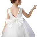 KAQININI Flower Girl Dress Kids Satin Tulle Wedding Guest Party Birthday Bridesmaid Communion Pageant Prom Ball Gown Maxi 12/18 M