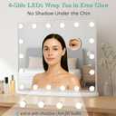 LUXFURNI Vanity Mirror with Lights, 23.6" x 20.5" Hollywood Mirror, Light Up Makeup Mirror with 18 LED Bulbs for Bedroom Desk, 3 Color Lighting Modes, Tabletop & Wall Mount, USB Charging Port