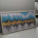 Ardemy Abstract Framed Wall Art Canvas Art Wall Decor Living Room Teal and Gold Wall Painting Picture Artwork for Bedroom Home Office, 40"x20"