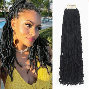 7 Pcs Faux Locs Crochet Hair 16 Inch Soft Locs Crochet Hair Goddess Locs Hair Extensions 1B#