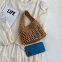 Verdusa Women's Hollow Out Crochet Bags Top Handle Beach Vacation Lightweight Small Handbag