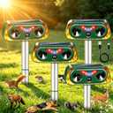 2026 Solar Ultrasonic Animal Repeller Outdoor with Flashing Lights & Upgraded Waterproof Motion Sensor Animal Deterrent Devices for Deer,Cat,Squirrel,Raccoon,Rabbit,Fox,Skunk Repellent for Yard Garden