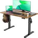 Claiks Electric Standing Desk, Adjustable Height Stand up Desk, 24x48 Inches Sit Stand Home Office Desk with Splice Board, Black Frame/Rustic Brown Top