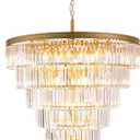 TOCHIC Large Crystal Chandelier for High Ceiling, 40-inch 7-Tier Modern Gold Crystal Chandeliers Lighting Fixture, Raindrop K9 Round Light for Entryway Staircase Foyer Living Bedroom Dining Room