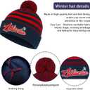 Vintage Classic Skull Cap 3D Embroidery Beanie Cuffed Winter Hat Knit with Touch Screen Gloves Gifts for Fans