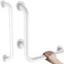 16 Inch L-Shaped Angled Grab Bar for Shower Bathtub, White | with 16" Bathroom Safety Handrail, Stainless Steel Bathtub Toilet Safety Handrail for Wall, Balance Support Bar for Seniors