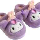 Kuromi with Rabbit Crown Home Slippers for Girls Kids Children - Purple XL Size (Purple,XL)