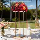 VEVOR Wedding Flower Stand, 10PCS 23.62-inch Column Flower Stand, Floral Stands with Metal Laminate, Cylindrical Cubic Floral Display Rack for Wedding, Party, Birthday, Home,French Gold Centerpiece Stands