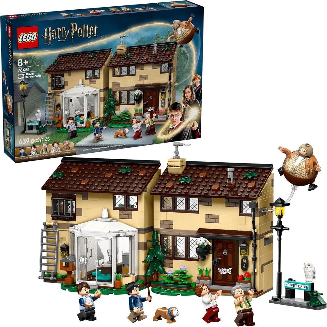 LEGO Harry Potter Privet Drive: Aunt Marges Visit Kids Toy - Buildable Book Nook and Room Decor for Boys and Girls, Ages 8+ - Collectible Harry Potter Minifigure - Birthday Gift Idea - 76451