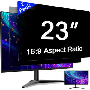 [2 Pack] 23 Inch Computer Privacy Screen for 16:9 Aspect Ratio Widescreen Monitor, Eye Protection Anti Glare Blue Light Computer Monitor Privacy Filter, Removable Anti-Scratch 23in Protector Film