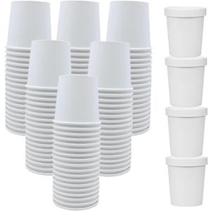 60 Pack 12 oz White Paper Ice Cream Cups with Lids, To Go Soup Containers Dessert Bowl, Microwave and Freezer Safe Food Storage Bowls for Parties, Christmas, Takeout, Picnics