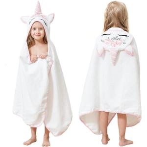 Style Quarters Kids Hooded Bath Towel, Large Kids Bath Towels, Unicorn Kid Beach Towels, 100% Cotton Terry Toddler Hooded Bath Towel, Embroidery Hooded 50"x24"(White)