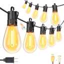 Minetom 101FT Outdoor String LED Patio Lights Waterproof,Shatterproof S14 Vintage Edison Bulbs,Commercial Grade Outside Hanging Lights Waterproof for Porch Deck Garden Backyard Balcony Cafe Bistro