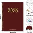 2 x 2026 Planner - Weekly and Monthly Planner, January 2026 to December 2026, Spiral Bound 2026 Calendar Planner Book, Inner Pocket, Perfect for Office Home School Supplies - A5 (6.3" x 8.5"), Burgundy