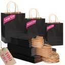 qiqee 100 pcs Black Paper Gift Bags with Handles Bulk Assorted Sizes(33pcs Large 13", 33pcs Medium 11", 34pcs Small 8")