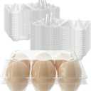 100 PCS 6 Grids Plastic Egg Cartons, Clear, 14.8 x 10.2 x 6.2 cm, Egg Storage, Transportation