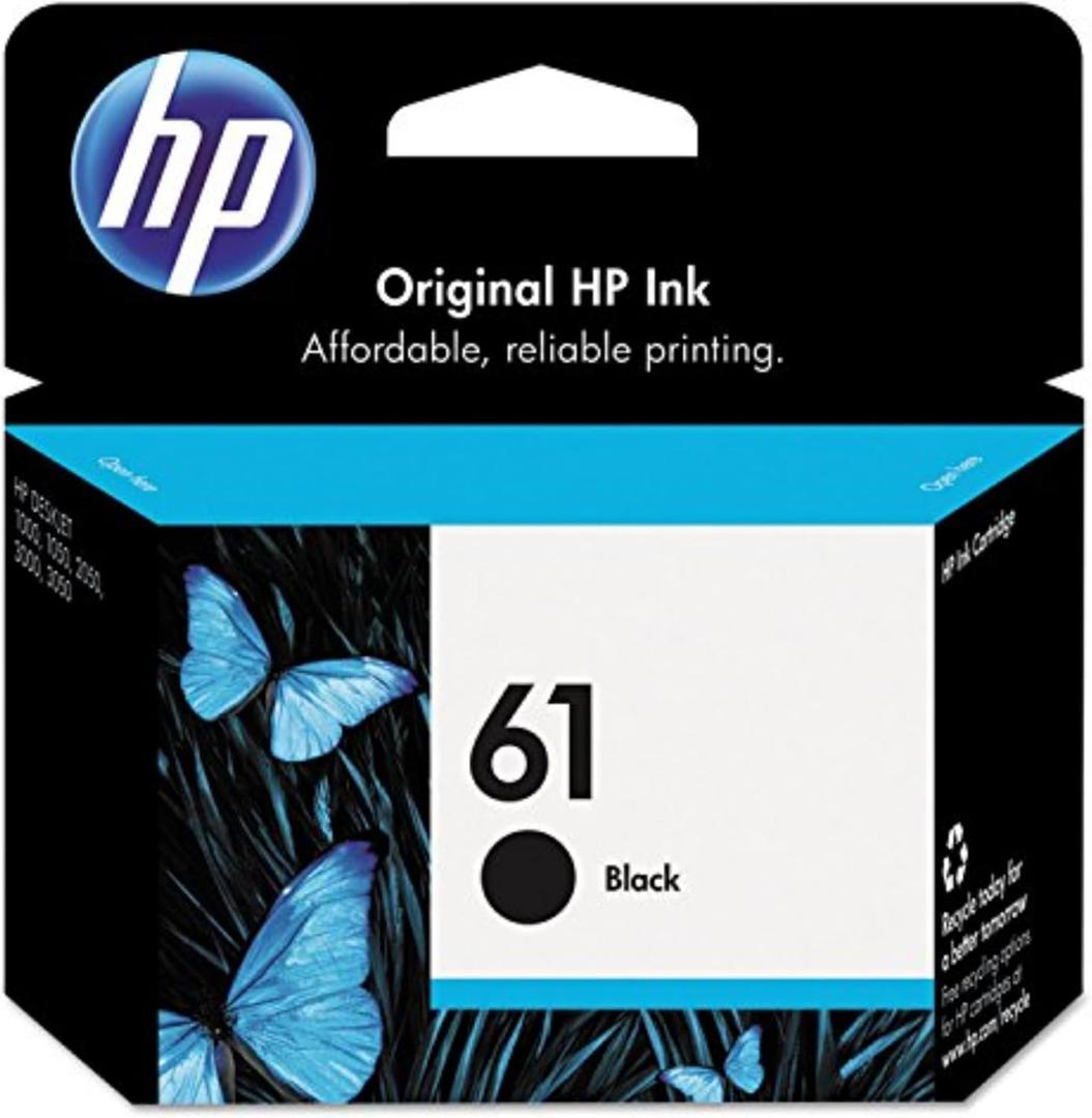 HP 61 Black Ink Cartridge Printers| Works with: DeskJet 1000, 1010, 1050, 1510, 2050, 2510, 2540, 3000, 3050, 3510; Envy 4500, 5530; OfficeJet 2620, 4630 | Eligible for Instant Ink | CH561WN
