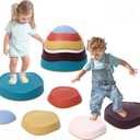 6PCS Balance Stepping Stones for Kids Non-Slip River Stones Obstacle Course Play Indoor and Outdoor Coordination Game Sensory Toys Toddler Ages 3 4 5 6 7 8+