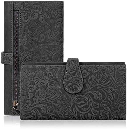 Real Leather Women Wallet Leather with RFID Blocking -Trifold Card Holder Designer Ladies Clutch with ID Window Wallets
