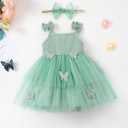 Toddler Baby Girl Dress Summer Sleeveless Cake Smash Tutu Dress Birthday Princess Party Photo Shoot Outfit 3M-4T (Green)