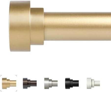 HEI! DEAR Gold Curtain Rods 48 to 84 Inch(4-7FT),1 Inch Heavy Duty Curtain Rods,Adjustable Curtain Rod Set,Modern Decorative Drapery Rods,Telescoping Single Window Curtains Rods 36-88",Brass Gold