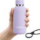 Exllena Small Water Bottle 12oz with Clip, Double Wall Stainless Steel Vacuum Small Insulated Water Bottle Keeps Drinks Cold 24 Hrs/Hot 12 Hrs for Kids Handbag School BPA Free (Purple)