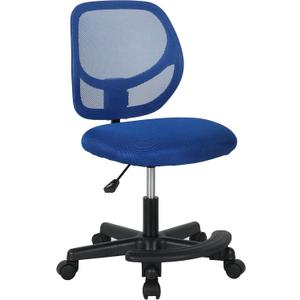 Amazon Basics Kids Adjustable Mesh Low-Back Swivel Study Desk Chair with Footrest, Blue