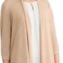 Kasper Women's Shimmer Knit Three Quarter Sleeve Cardigan (Beige, XS)