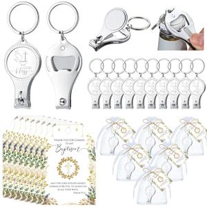 Vesici 25 Set Baptism Party Favors Bulk Includes 3 in 1 Nail Clippers Bottle Opener Keychain God Bless Nail Clippers Thank You Gift Cards Organza Bags for Baptism Party Supplies Souvenirs