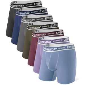 Separatec Cotton Dual Pouch Men's Underwear Comfortable Soft Breathable Everyday Boxer Briefs for men 7 Pack (Medium, Gray Blue/Dark Blue/Olive Green/Black/Dark Gray/Dark Grape Purple/Gray Purple)