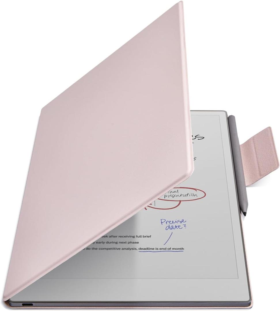 E NET-CASE Case for Remarkable Paper Pro, Premium PU Leather Book Folio with Pen-Buckle, Lightweight Magnetic Case with Auto Sleep/Wake for Remarkable Paper Pro 11.8" 2024 Released (Pink)