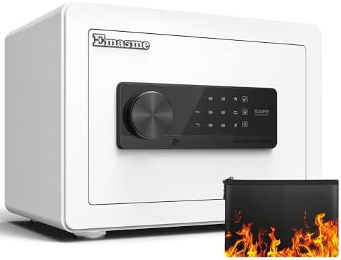 Small Safe, Home Safe Security Box for Money Cash Documents with Fireproof &Waterproof Bag Small Safes for Home Office Dorm with Digital Electronic Keypad & Removable Shelf (0.8 Cubic Feet White) 