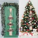 Farmhouse Christmas Decorations with Long Burlap Rustic Plaque Joy to The World Christmas Tree Decorations Large Xmas Wood Tree Hanging Ornaments Sign for Holiday Party Decorative Supplies