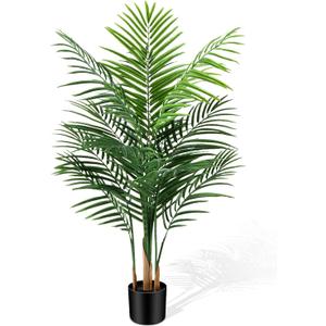 Artificial Palm Tree Indoor 4ft, Large Fake Tropical Areca Palm Tree with 13 Trunks, Tall Faux Floor Plants for Indoor Outdoor-Living Rooms, Offices, Bedroom Home Decor