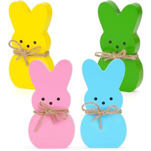 2 x Easter Decor,4Pc Spring Decorations for Home,Wooden Ornament Colorful Bunny Shape,Suitable for Multi-Layer Pallets in Indoor Offices Home Decorations Rabbit Decor