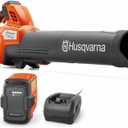 Husqvarna Leaf Blaster 350iB Battery Powered Cordless Leaf Blower, 200-MPH 800-CFM Blower with Brushless Motor and Quiet Operation, 40V Lithium-Ion 7.5 Ah Battery and Charger Included, 970569904