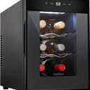 Ivation Premium 6 Bottle Horizontal Thermoelectric Wine Cooler/Chiller Counter Top Red & White Wine Cellar w/Digital Temperature, Freestanding Refrigerator Quiet Operation Fridge