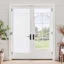 HOMEIDEAS 100% Linen Blackout French Door Curtains, Privacy Door Window Curtains, 26 X 40 Inch Room Darkening Blinds, Thermal Insulated Shades for Bedroom, 1 Panel, White