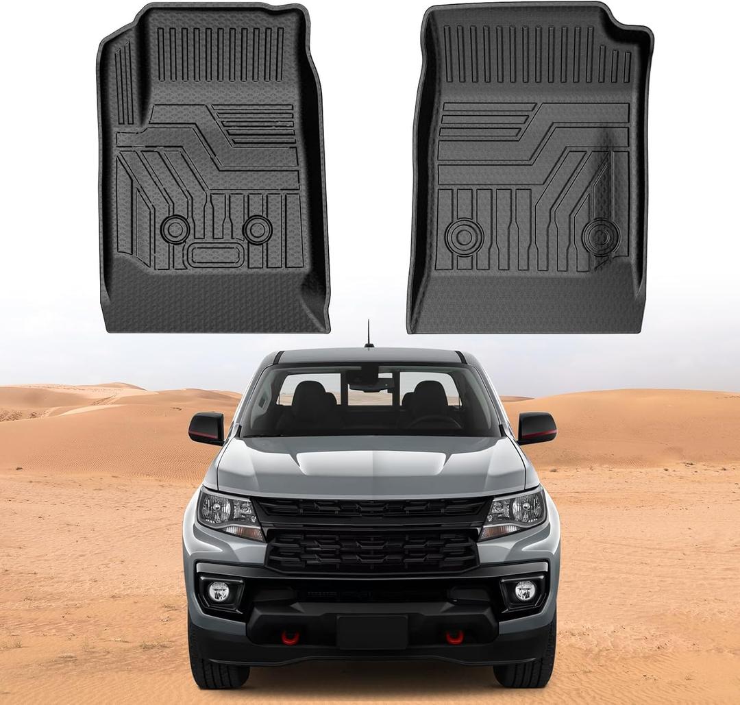 Mixsuper Colorado Floor mats-Floor mat for 2015-2022 Chevy Colorado/GMC Canyon (Ext, Dbl & Crew Cabs),All Weather TPE Rubber Floor Liners Protection for Canyon Accessories,Anti-Slip Car Mats, Black