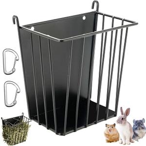 LUAVIARU Upgrades Rabbit Hay Feeder  Guinea Pig Hay Feeder  Metal Frame Hay Rack with Adjustable Hook  Less Wasted  for Guinea Pigs  Chinchilla Bunny Cage Accessories  Bunny Feeder