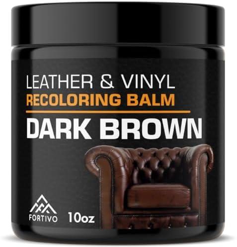 FORTIVO Leather Recoloring Balm, Color Restorer for Couches and Car Seats, Leather Scratch Remover and Dye, 10 oz, Black