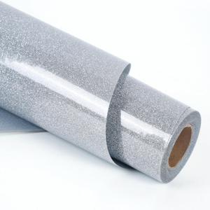 RENLITONG Glitter Silver Heat Transfer Vinyl Rolls - 12" x 8ft HTV Vinyl for Shirts, Iron on Vinyl for Cameo - Easy to Cut & Weed for Heat Transfer Design (Glitter Silver)