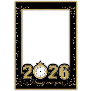 7-gost 2026 Happy New Year's Eve Party Photo Booth Props Supplies with Photo Frame 2026 Party Props (Pack of 26)