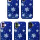 SCORPIFY for iPhone 17 Case [Compatible with MagSafe] with Christmas Frosted Night Design, Cute Blue Snowflake Magnetic Phone Cover Bumper for Women Girls, Glitter Sparkle Silver Accents